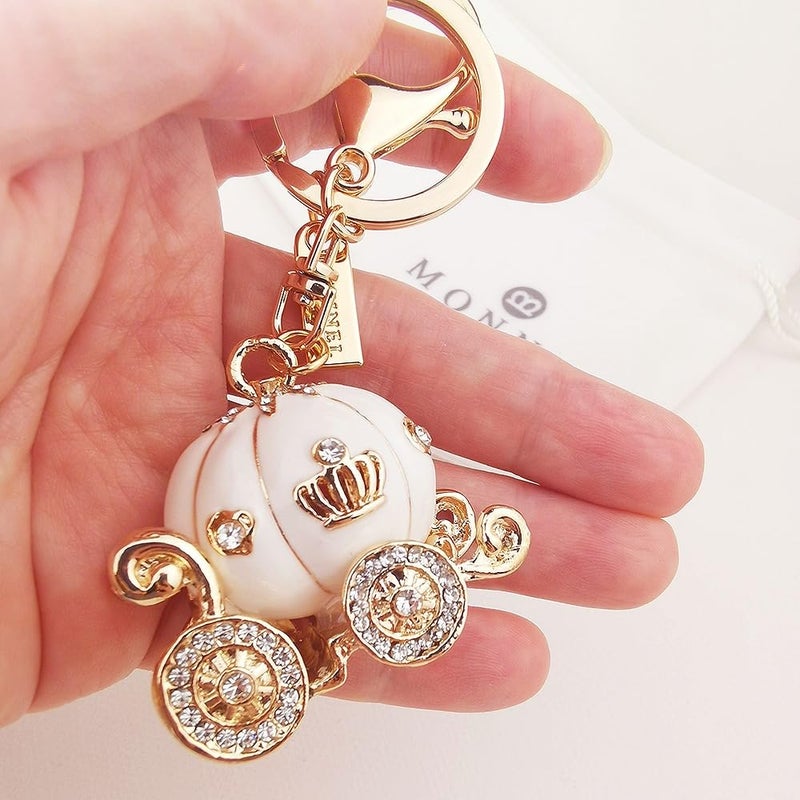 MONNEL Bling White Princess Pumpkin Carriage Crystal Lobster Claps Keychain MZ881-2 - Image 4